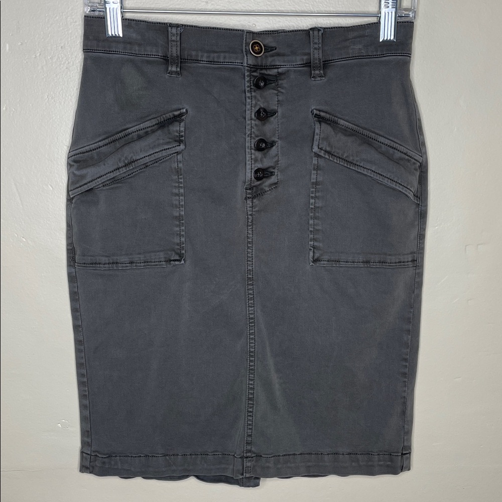 PHILCRO & THE LETTERPRESS Utility Chino Skirt Green Button Fly Size 0
